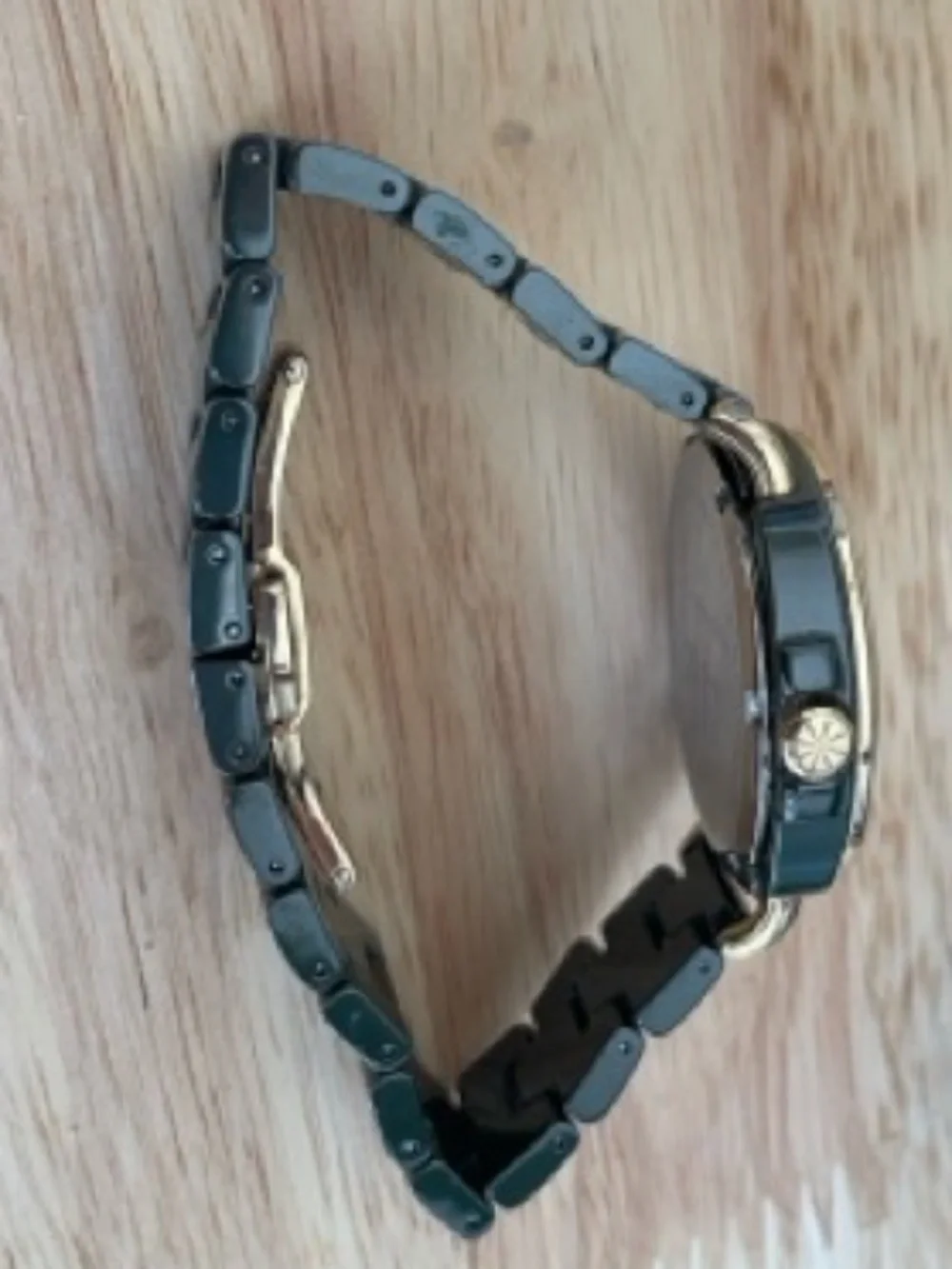 Isaac Mizrahi Live Forest Green Ceramic Watch Gold Trim New Battery